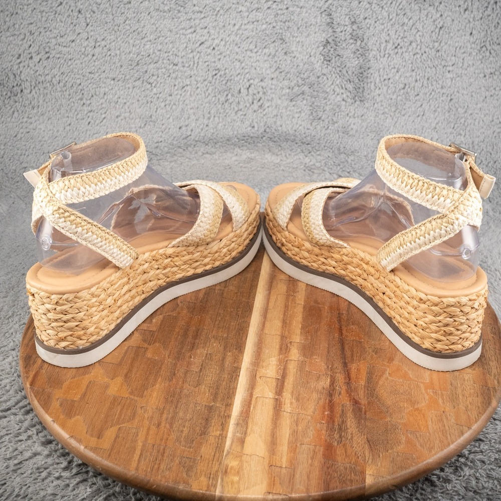 Dolce Vita Espadrille Platform Wedge Sandals Taupe Suede Raffia Womens 8.5 - Picture 5 of 7